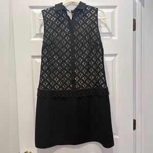 Chic Black Geometric Pattern Mini Dress